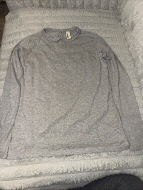 Pastels Heather Gray Long Sleeve Peter Pan Collar Top